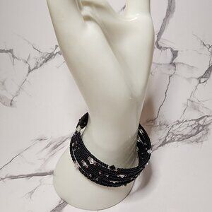 Silpada Black Bead and Memory Wire Wrap Bracelet